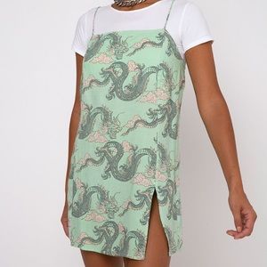 Motel Datista Dragon Slip Dress Mint M NWT